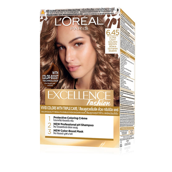 L'Oreal Paris ลอรีอัล ปารีส เอ็กซ์เซลเลนซ์ แฟชั่น 6.45 สีน้ำตาลประกายทองอ่อนพิเศษ