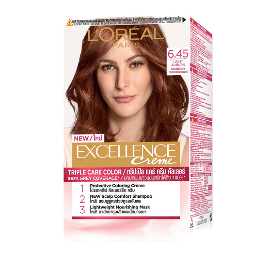 L'Oreal Paris ลอรีอัล ปารีส เอ็กซ์เซลเลนซ์ ครีม เบอร์ 6.45 สีบลอนด์เข้มประกายทองแดงเหลือบมะฮอกกานี