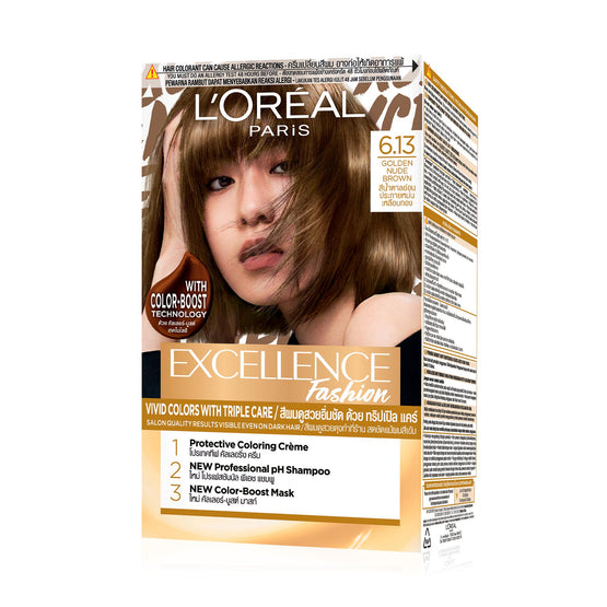 L'Oreal Paris ลอรีอัล ปารีส เอ็กซ์เซลเลนซ์ แฟชั่น 6.13 สีน้ำตาลอ่อนประกายหม่นเหลือบทอง