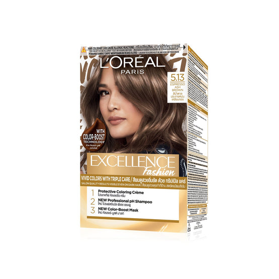 L'Oreal Paris ลอรีอัล ปารีส เอ็กซ์เซลเลนซ์ แฟชั่น 5.13 สีน้ำตาลประกายหม่นเหลือบทอง