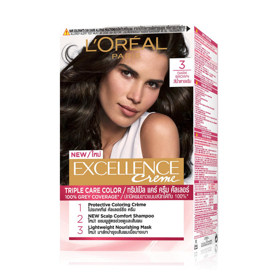 L'Oreal Paris ลอรีอัล ปารีส เอ็กซ์เซลเลนซ์ ครีม 3 สีน้ำตาลเข้ม