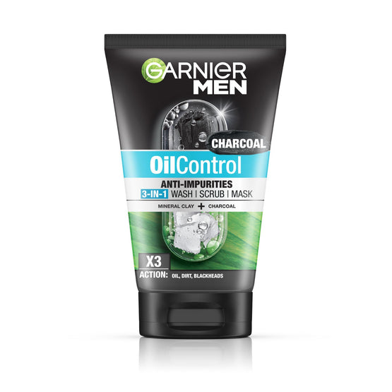 Garnier การ์นิเย่ เมน ออยคอนโทรล ชาร์โคล 3 อิน 1 โฟม - 100ml x2