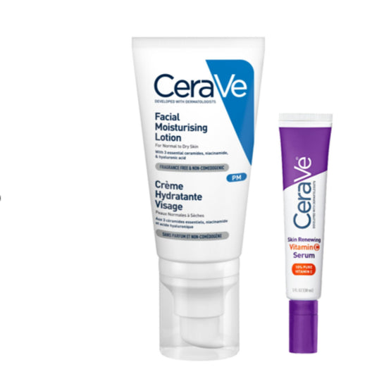 Cerave Skin Renewing Vitamin C Serum 30ml + Cerave Facial Moisturising Lotion (Pm) 52ml