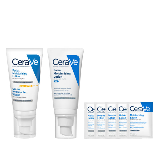 CeraVe Facial Moisturising Lotion (Pm) 52ml + Spf50 (Am) 52ml +Cerave Moisturising Lotion 7ml. X5