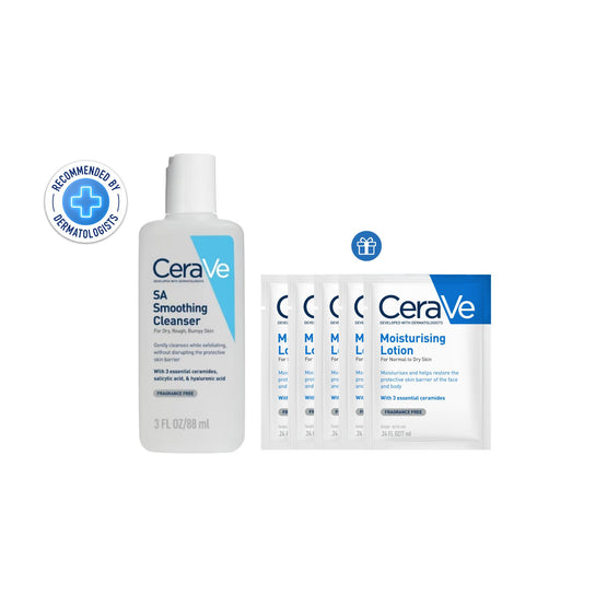 Cerave Sa Smoothing Cleanser 88ml + Free Body Lotion 7ml x5
