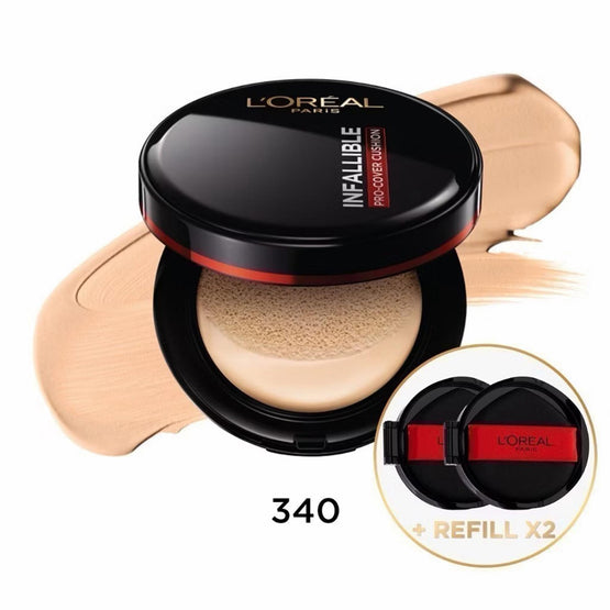 L'Oreal Paris อินฟอลลิเบิล โปร คัฟเวอร์ เซท คุชชั่น+รีฟิล 340 - 14g