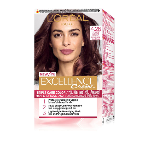 L'Oreal Paris ลอรีอัล ปารีส เอ็กซ์เซลเลนซ์ ครีม เบอร์ 4.26 สีน้ำตาลประกายม่วงเหลือบแดง