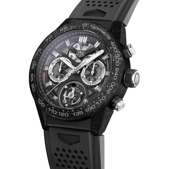 TAG Heuer Carrera Chronograph Tourbillon - 45mm-Rubber-Black