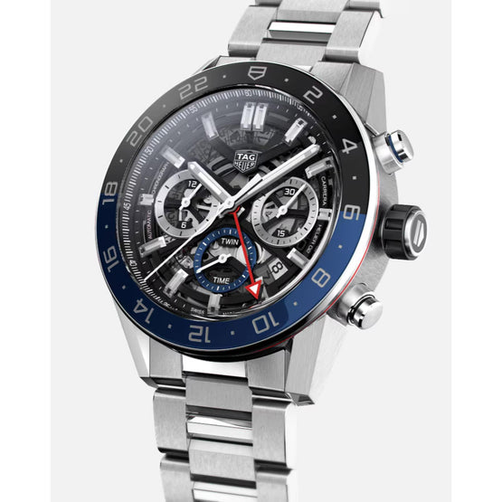 TAG Heuer Carrera Chronograph Twin-Time - 45mm-Steel & Ceramic-Black
