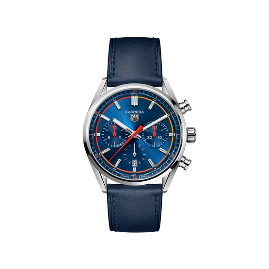 TAG Heuer Carrera Chronograph - 42mm-Leather-Blue
