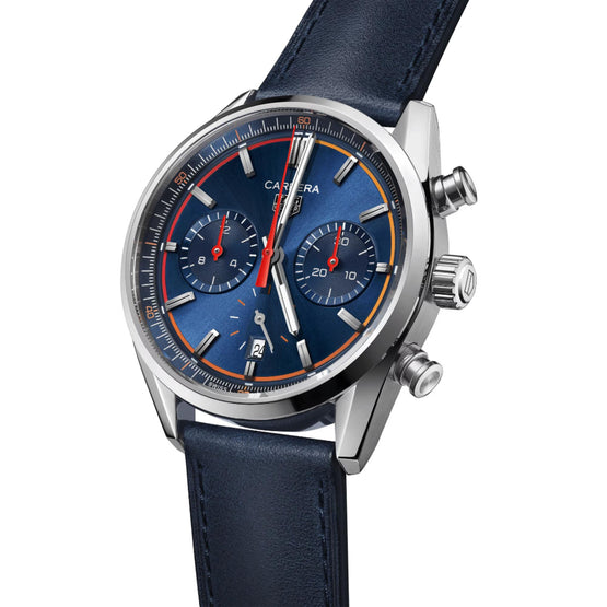 TAG Heuer Carrera Chronograph - 42mm-Leather-Blue