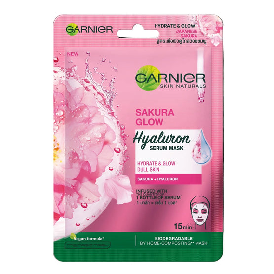 Garnier ซากุระ โกลว์ ไฮยาลูรอน เซรั่ม มาส์ก - 28g